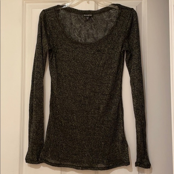 Express metallic shimmery gold and black top - Picture 1 of 8
